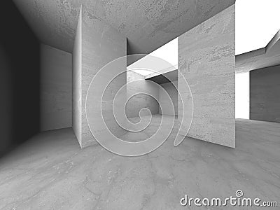 Dark Concrete Wall Architecture. Empty Room Stock Photo