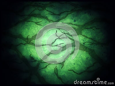 Dark creepy tree shadow on green background for halloween Stock Photo