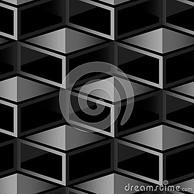 Dark cube geometric seamless pattern Vector Illustration