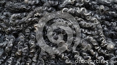 Dark curly wool texture close-up. Stock Photo