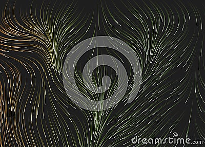 Dark Curving, Vertically Flowing Striped Lines Pattern - Modern Style Digitally Generated Abstract Background Vector Illustration