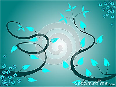 Dark Cyan Floral Background Vector Illustration