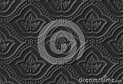 Dark 3D paper art 574 dot curve line round flower Vector Illustration