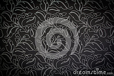 Dark damask seamless floral pattern background Stock Photo