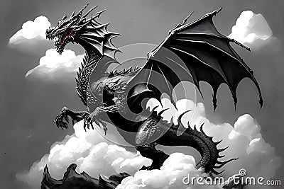 The Dark Dragon on cloud Stock Photo