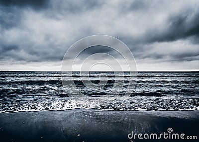 Dark Dramatic Stormy Seascape Concept Stock Photo