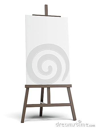 Dark easel with empty canvas Stock Photo