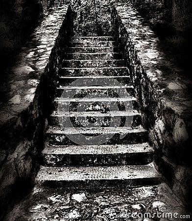 Dark and eerie staircase Stock Photo