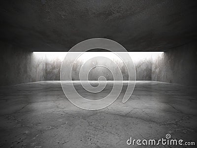 Dark empty room interior with old concrete walls and ceiling light Cartoon Illustration