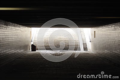 Dark Empty Underground Passage (Subway) Stock Photo