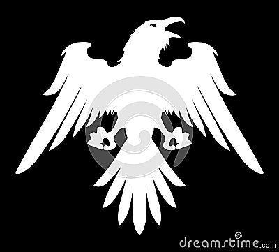 Dark Evil heraldic raven with spread wings. Vector Illustration