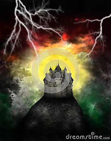 Dark Evil Medieval Castle Illustration Stock Photo