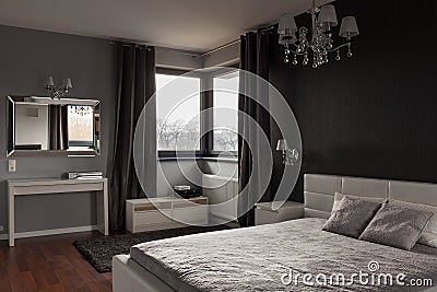 Dark expensive bedroom Stock Photo