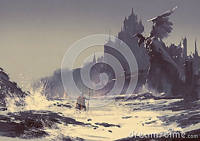 Dark fantasy castle Stock Photo