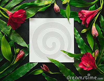 Dark floral background with a space for a text Stock Photo