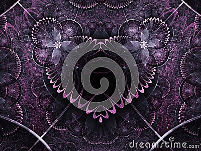 Dark floral fractal heart Stock Photo