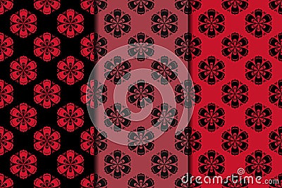 Dark flower seamless background. Black and red ornaments Vector Illustration