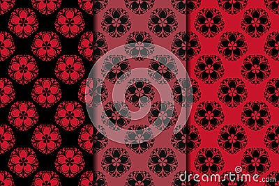 Dark flower seamless background. Black and red ornaments Vector Illustration