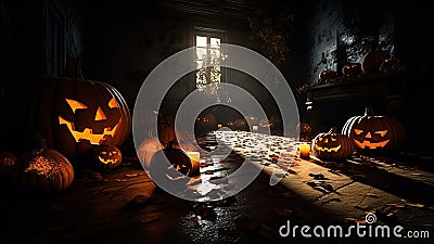 Spooky Halloween Night AI Generative Stock Photo