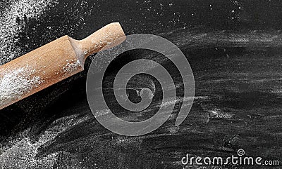 Dark food background with flour. Stock Photo