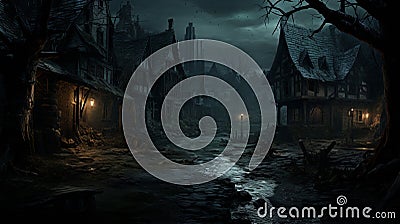 Dark Forest City Hd: Haunting Houses And Decaying Landscapes Stock Photo