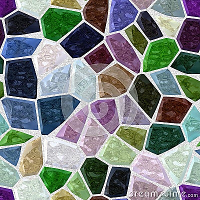 Dark full color irregular plastic stone mosaic floor seamless pattern texture background Stock Photo