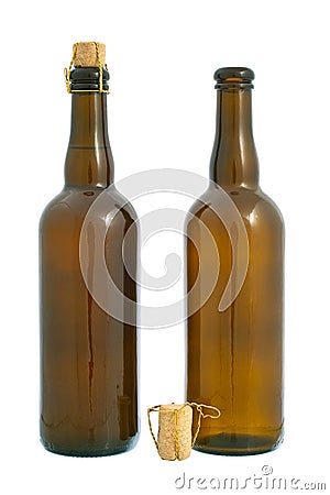 Dark glass bottles Stock Photo