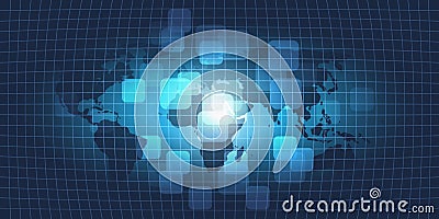 Dark Global Technology, Networking and Cloud Computing Design Concept Vector Illustration
