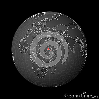 Dark globe centered to Eritrea. Vector Illustration