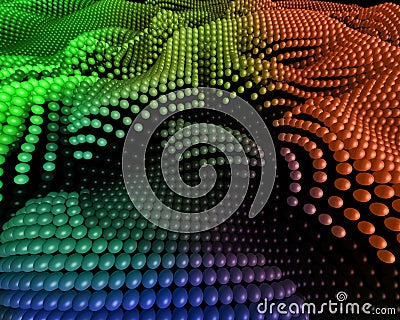 Dark glossy rainbow spheres or circles abstract background Stock Photo