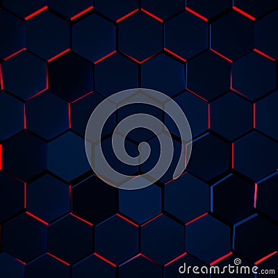 Dark Glowing Hexagon Background Cartoon Illustration