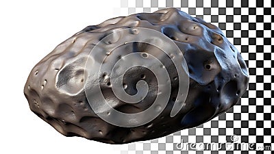 Dark gray asteroid meteorite space rock pitted surface isolated object sci,fi png transparent image Generative AI Stock Photo
