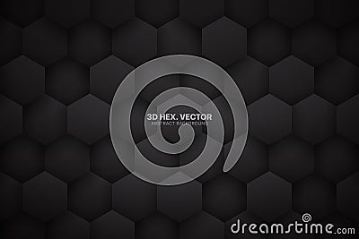 Dark Gray 3D Vector Tech Hexagonal Blocks Pattern Abstract Background Vector Illustration