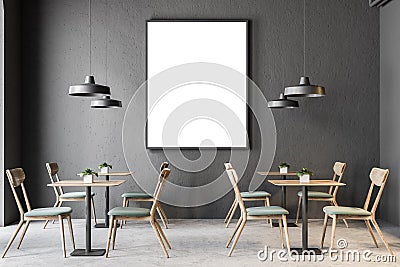 Dark gray wall pub interior, poster frame Stock Photo