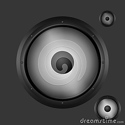 Dark gray woofer with speakers Stock Photo