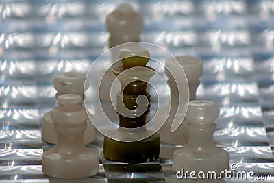 Dark green chess queen Stock Photo