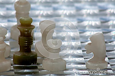 Dark green chess queen Stock Photo