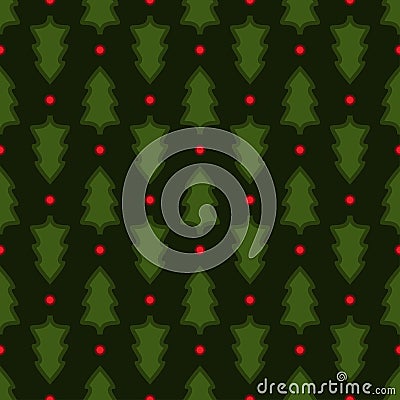 Dark green Christmas fir tree seamless pattern Vector Illustration