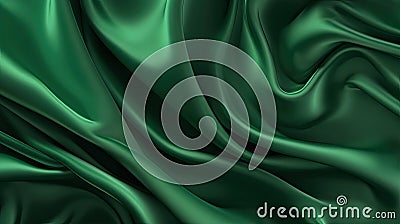 Dark Green Luxurious Silk Satin: Opulent, Glossy, and Elegant Background Designs. Generative AI Illustration. Stock Photo