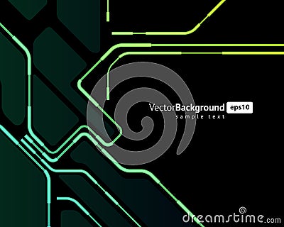 Dark green microcircuit abstract microprocessor scheme poster background template vector Vector Illustration