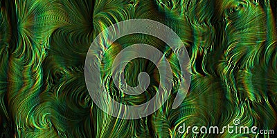 Dark green mystic twirls. Seamless enigmatic dynamic flourishes background texture Stock Photo