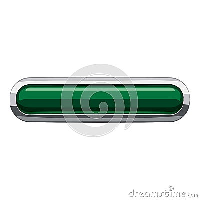 Dark green rectangular button icon, cartoon style Vector Illustration