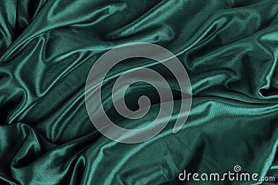 Dark Green Satin Silk Velvet Cloth Fabric Background Stock Photo