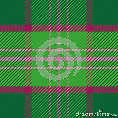 Dark green tartan plaid pattern with subtle deep pink stripes. Elegant seamless vector design. Perfect for stationery Vector Illustration