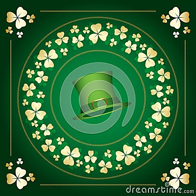 dark green vector background with clovers frame - saint patricks day Vector Illustration