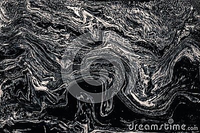 Dark grey marble acrylic painted waves texture background. Stock Photo