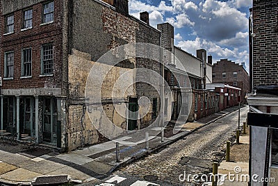 Dark, Grunge, Derelict City Scene Stock Photo