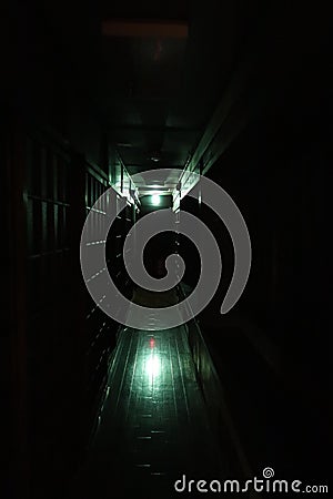 A dark hallway in a Japanese ryokan Stock Photo