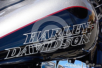 Dark Harley Davidson Petrol Tank. Editorial Stock Photo
