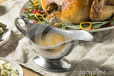 Dark Homemade Turkey Gravy Stock Photo